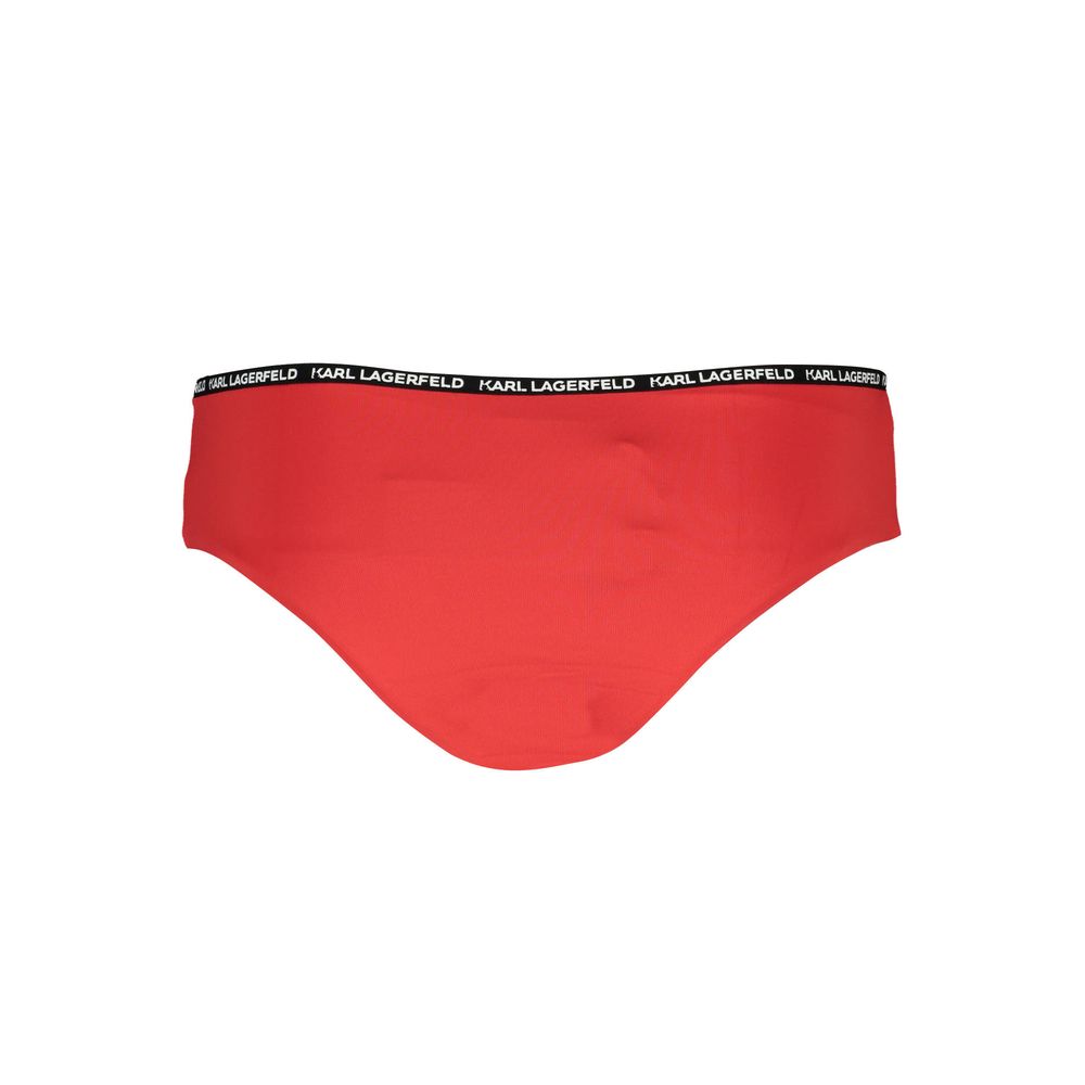 Swim Briefs by Karl Lagerfeld for women in elastane red features a sleek silhouette from the Women's Elastane Swim Briefs collection, showcasing a sleek cut designed for a sleek fit.