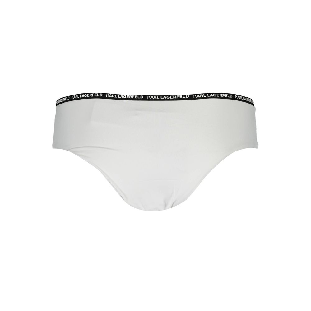 Swim Briefs by Karl Lagerfeld for women in elastane white features a sleek silhouette from the Women's Elastane Swim Briefs collection, showcasing a sleek cut designed for a sleek fit.