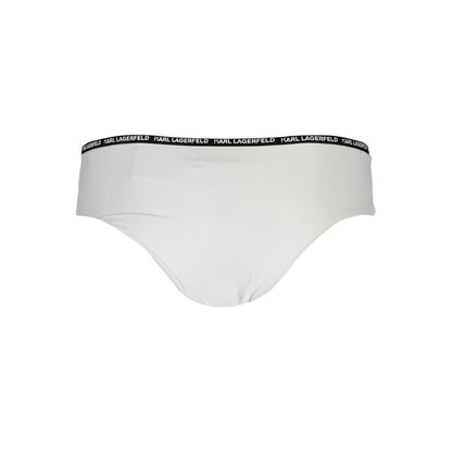Swim Briefs by Karl Lagerfeld for women in elastane white features a sleek silhouette from the Women's Elastane Swim Briefs collection, showcasing a sleek cut designed for a sleek fit.