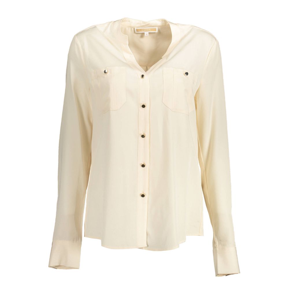 Shirt by Kocca for women in lyocell white, featuring a nuanced long-sleeve and nuanced mandarin neckline for a sophisticated finish.