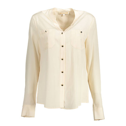 Shirt by Kocca for women in lyocell white, featuring a nuanced long-sleeve and nuanced mandarin neckline for a sophisticated finish.