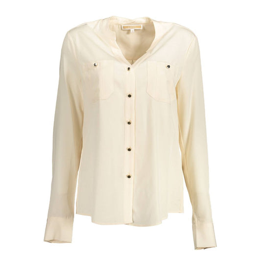 Shirt by Kocca for women in lyocell white, featuring a nuanced long-sleeve and nuanced mandarin neckline for a sophisticated finish.