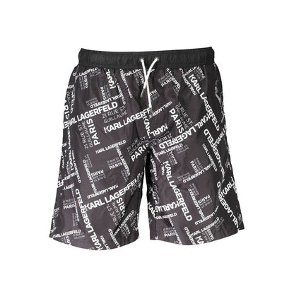 Swim Shorts by Karl Lagerfeld for men in polyester black features a resort ready silhouette, perfectly capturing the resort ready aesthetic of Men's Polyester Swim Shorts with a resort ready finish.
