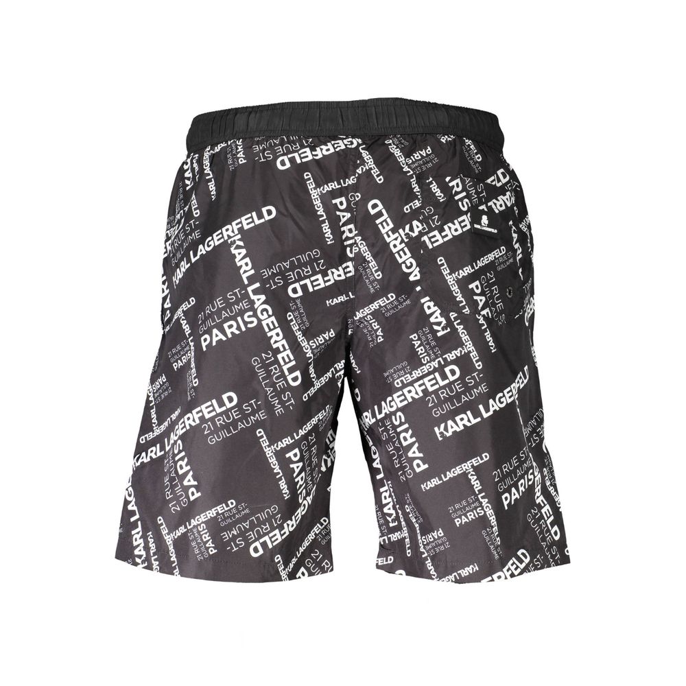 Swim Shorts by Karl Lagerfeld for men in polyester black presents a beach chic silhouette from the Men's Polyester Swim Shorts collection, showcasing a beach chic cut for a refined poolside look.