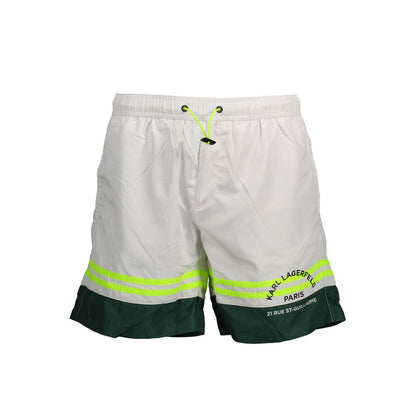 Shorts by Karl Lagerfeld for men in polyester white features a sharp silhouette, meticulously detailed with a sharp , a short cut, and a sophisticated .