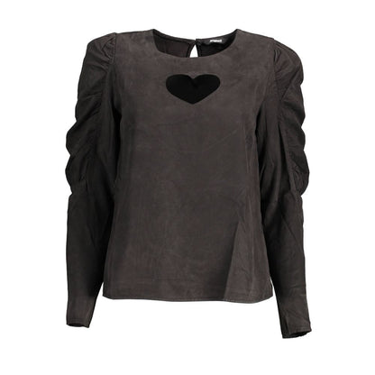 Shirt by Desigual for women in lyocell black showcases a sharp silhouette, elegantly detailed with a sharp round neckline and sharp long-sleeve.