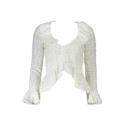 Shirt by Desigual for women in cotton white showcases a sleek silhouette, elegantly detailed with a sleek and long-sleeve for a sleek finish.