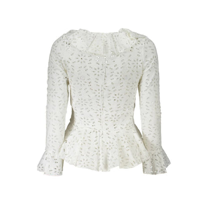 Shirt by Desigual for women in cotton white showcases a sharp silhouette, elegantly detailed with a sharp and sharp .