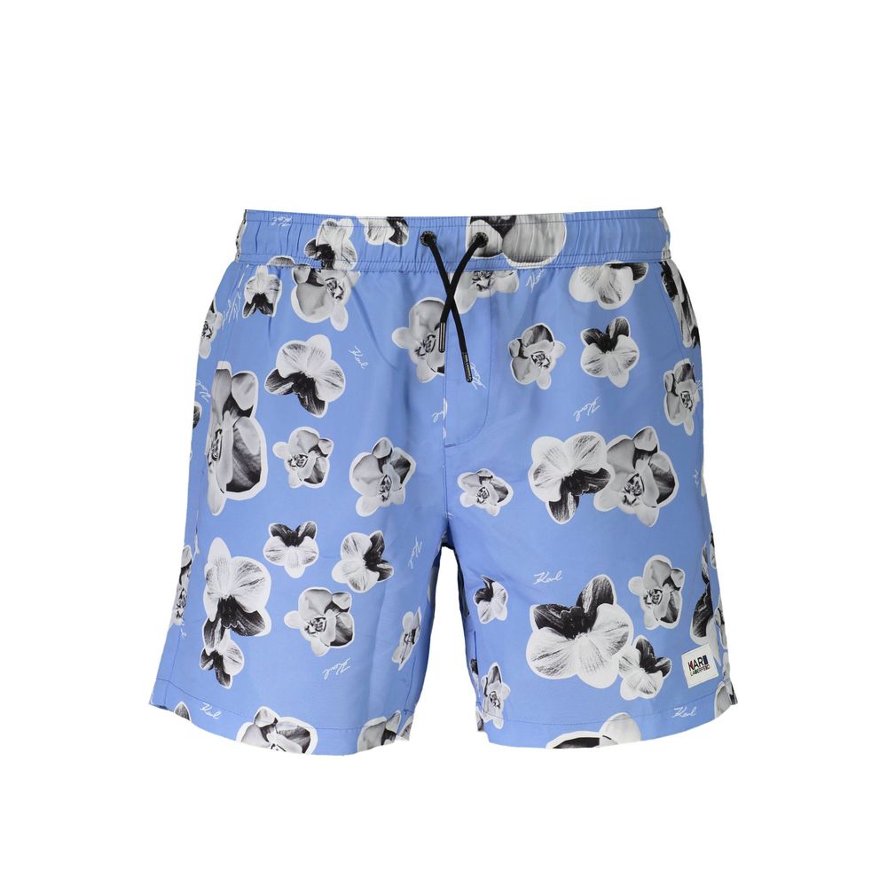 Swim Shorts by Karl Lagerfeld for men in polyester blue presents a sculptural silhouette, showcasing the sculptural Men's Polyester Swim Shorts design with a refined cut for a premium, sophisticated look.