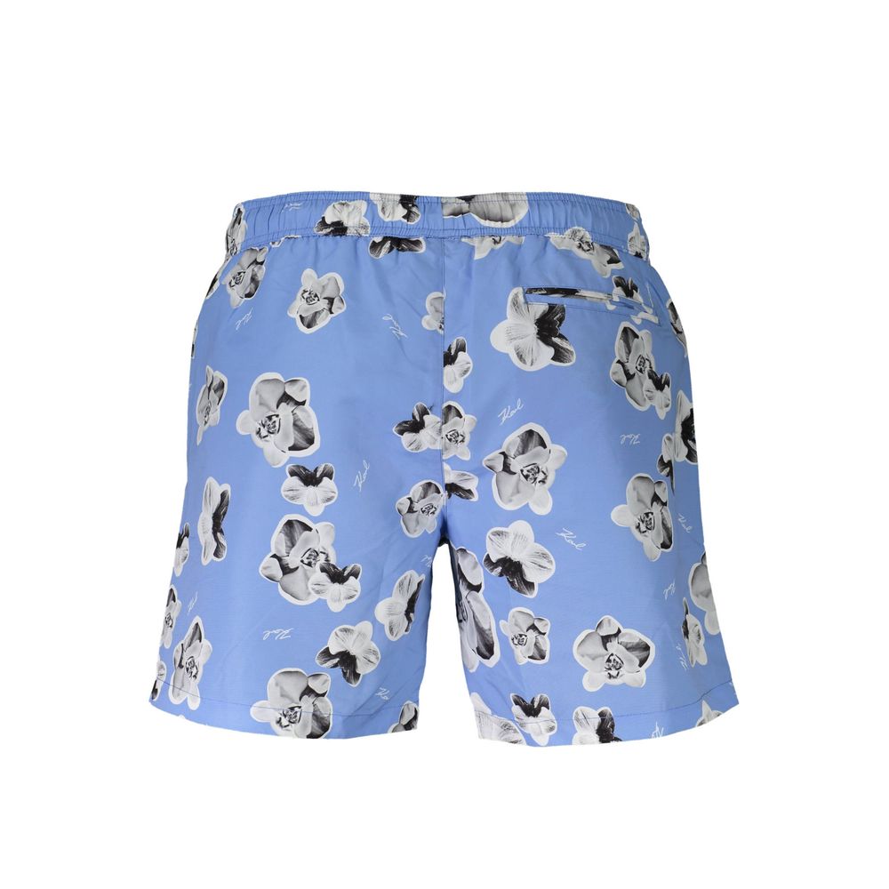 Swim Shorts by Karl Lagerfeld for men in polyester blue features a resort ready silhouette, perfectly capturing the resort ready aesthetic of Men's Polyester Swim Shorts with a resort ready finish.