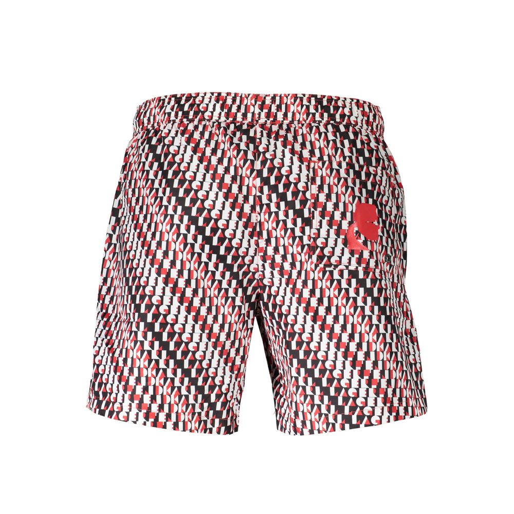 Swim Shorts by Karl Lagerfeld for men in polyester black showcases a sculptural silhouette, expertly capturing the sophisticated essence of the sculptural Men's Polyester Swim Shorts design for a premium poolside look.