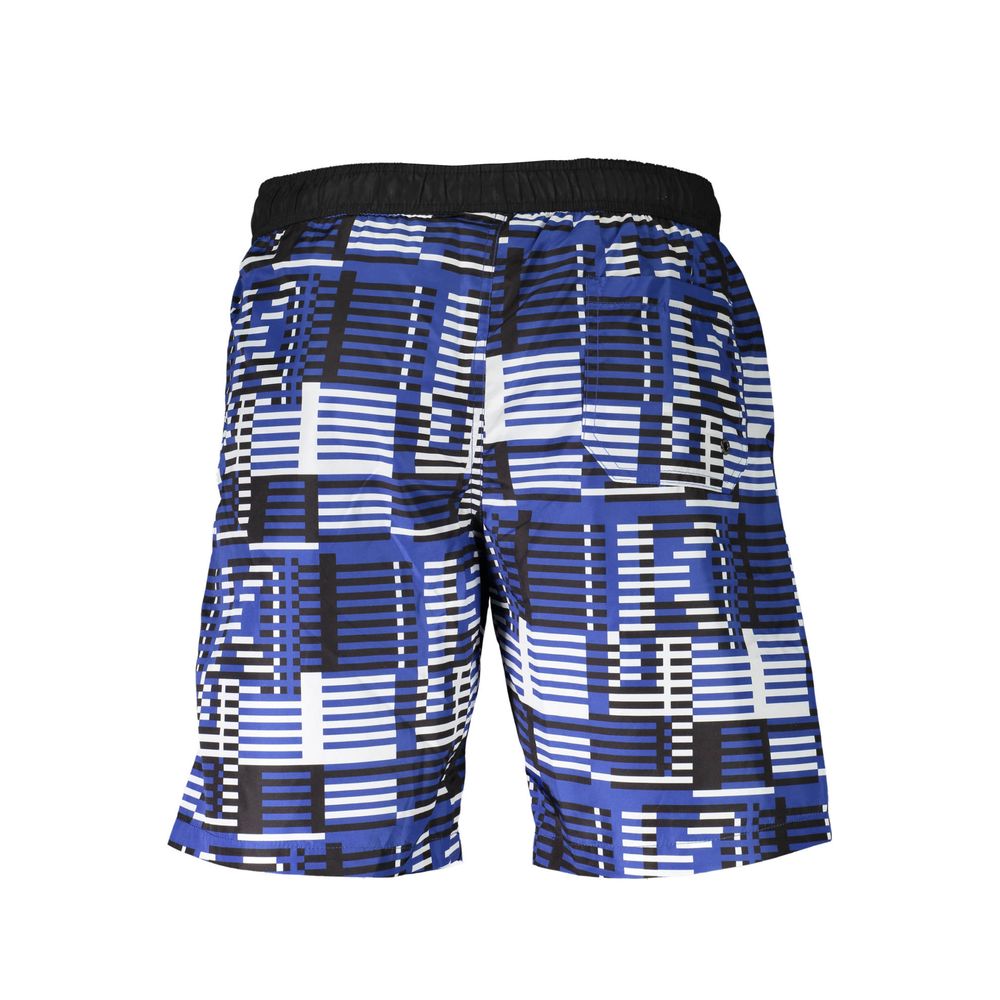Swim Shorts by Karl Lagerfeld for men in polyester blue features an dramatic silhouette that defines the luxurious aesthetic and refined cut of the Men's Polyester Swim Shorts.