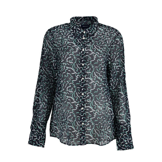 Shirt by Gant for women in cotton blue showcases a sharp silhouette, elegantly detailed with a sharp and sharp long-sleeve.