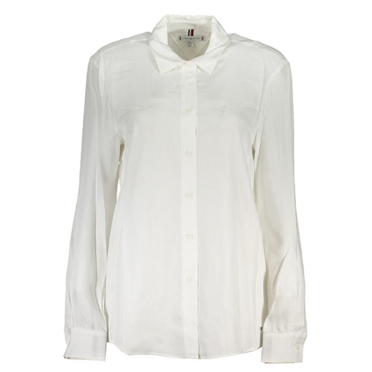 Dress Shirt by Tommy Hilfiger for women in viscose white showcases a sublime silhouette, artfully detailed with a sublime and long-sleeve for a sophisticated, sublime finish.