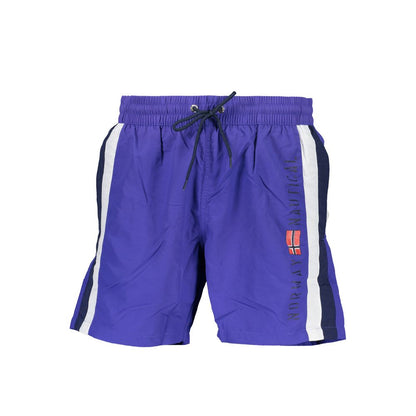 Swim Briefs by Norway 1963 for men in polyamide blue & print features an sartorial silhouette, showcasing the refined aesthetic of Men's Polyamide Swim Briefs with a sartorial cut designed for the modern shoreline.