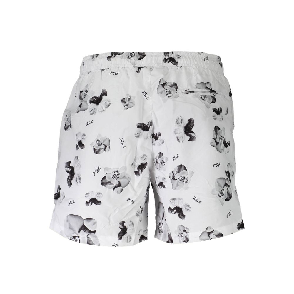 Swim Shorts by Karl Lagerfeld for men in polyester polyurethane denim white presents a sculptural silhouette, showcasing the sculptural Men's Polyester Polyurethane Denim Swim Shorts design with a refined cut for a premium, sophisticated look.