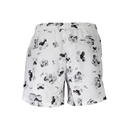 Swim Shorts by Karl Lagerfeld for men in polyester polyurethane denim white presents a sculptural silhouette, showcasing the sculptural Men's Polyester Polyurethane Denim Swim Shorts design with a refined cut for a premium, sophisticated look.