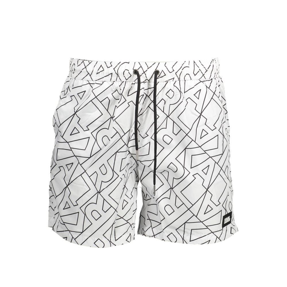 Swim Shorts by Karl Lagerfeld for men in polyester white showcases a captivating silhouette, expertly capturing the sophisticated essence of the captivating Men's Polyester Swim Shorts design for a premium poolside look.