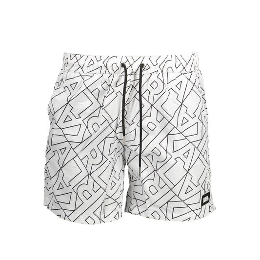 Swim Shorts by Karl Lagerfeld for men in polyester white showcases a captivating silhouette, expertly capturing the sophisticated essence of the captivating Men's Polyester Swim Shorts design for a premium poolside look.