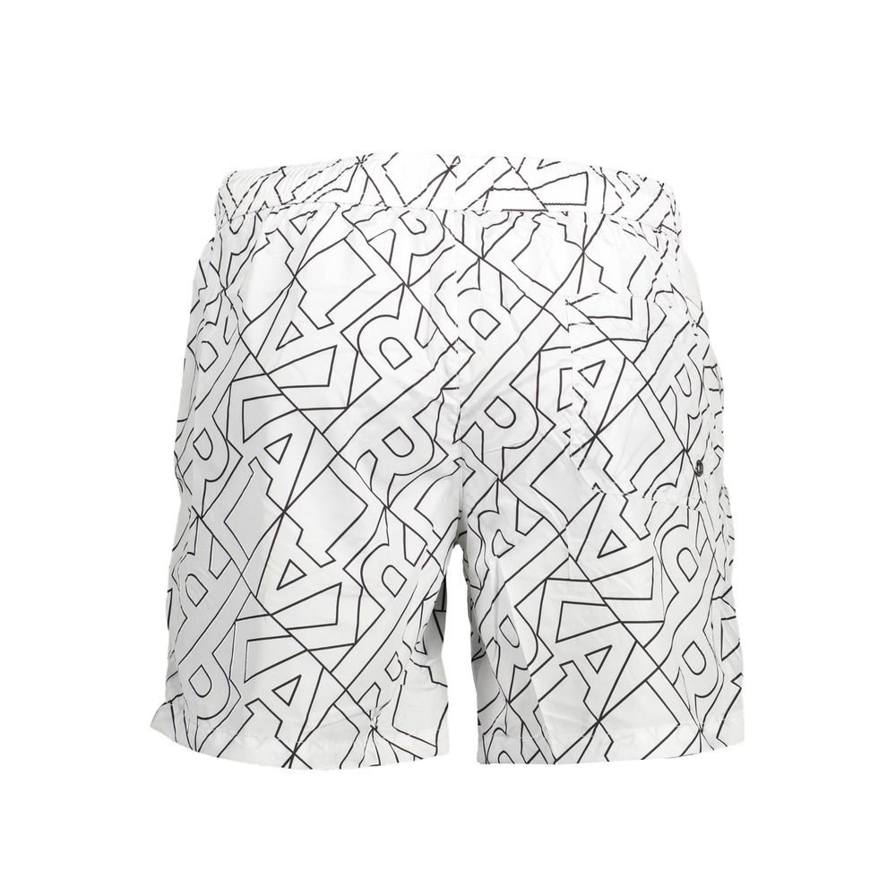 Swim Shorts by Karl Lagerfeld for men in white showcases a captivating silhouette, expertly capturing the sophisticated essence of the captivating Men's Polyester Swim Shorts design for a premium poolside look.