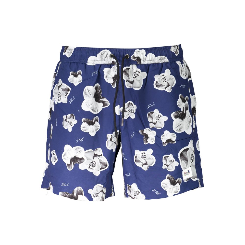Swim Shorts by Karl Lagerfeld for men in polyester blue features an glamourous silhouette from the Men's Polyester Swim Shorts collection, highlighting a refined fit and glamourous cut for a premium poolside look.