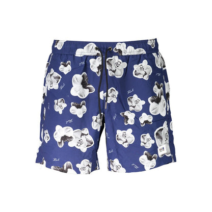 Swim Shorts by Karl Lagerfeld for men in polyester blue features an glamourous silhouette from the Men's Polyester Swim Shorts collection, highlighting a refined fit and glamourous cut for a premium poolside look.