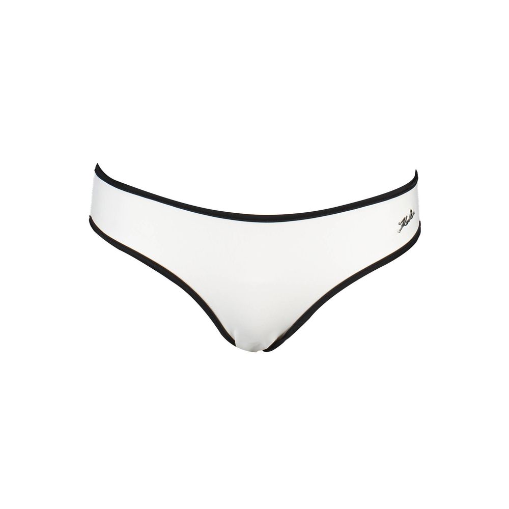 Swim Briefs by Karl Lagerfeld for women in elastane white features a riviera-ready silhouette, showcasing the riviera-ready design of the Women's Elastane Swim Briefs for a sophisticated look.
