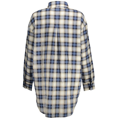 Shirt by Desigual for women in cotton blue, patterned & signature presents a discerning silhouette, showcasing a sophisticated and for a truly discerning finish.
