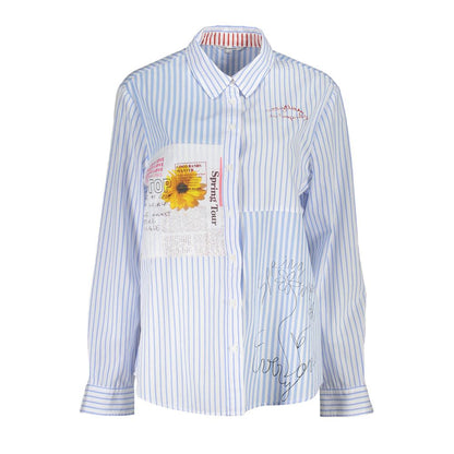 Shirt by Desigual for women in viscose blue, patterned & print features an polished silhouette, showcasing a sophisticated and long-sleeve detail for a truly polished finish.