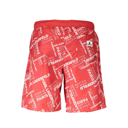 Swim Shorts by Karl Lagerfeld for men in polyester red features a resort ready silhouette, perfectly capturing the resort ready aesthetic of Men's Polyester Swim Shorts with a resort ready finish.