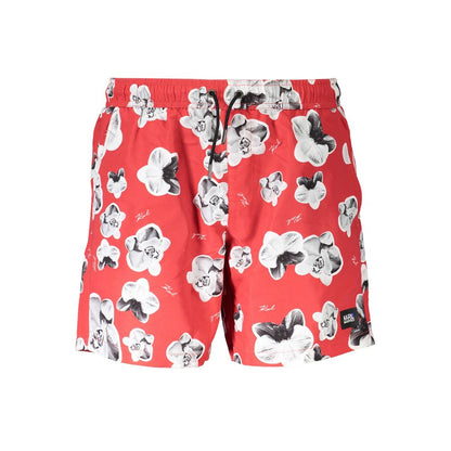 Swim Shorts by Karl Lagerfeld for men in polyester red features an glamourous silhouette from the Men's Polyester Swim Shorts collection, highlighting a refined fit and glamourous cut for a premium poolside look.