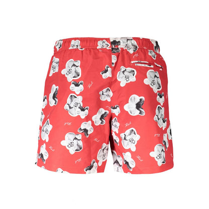 Swim Shorts by Karl Lagerfeld for men in polyester red presents a beach chic silhouette from the Men's Polyester Swim Shorts collection, showcasing a beach chic cut for a refined poolside look.
