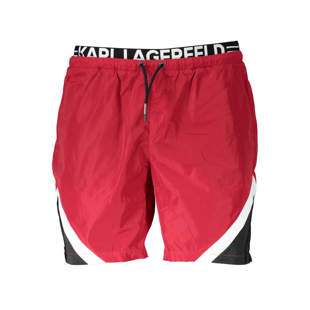 Swim Shorts by Karl Lagerfeld for men in polyester red features a resort ready silhouette, perfectly capturing the resort ready aesthetic of Men's Polyester Swim Shorts with a resort ready finish.