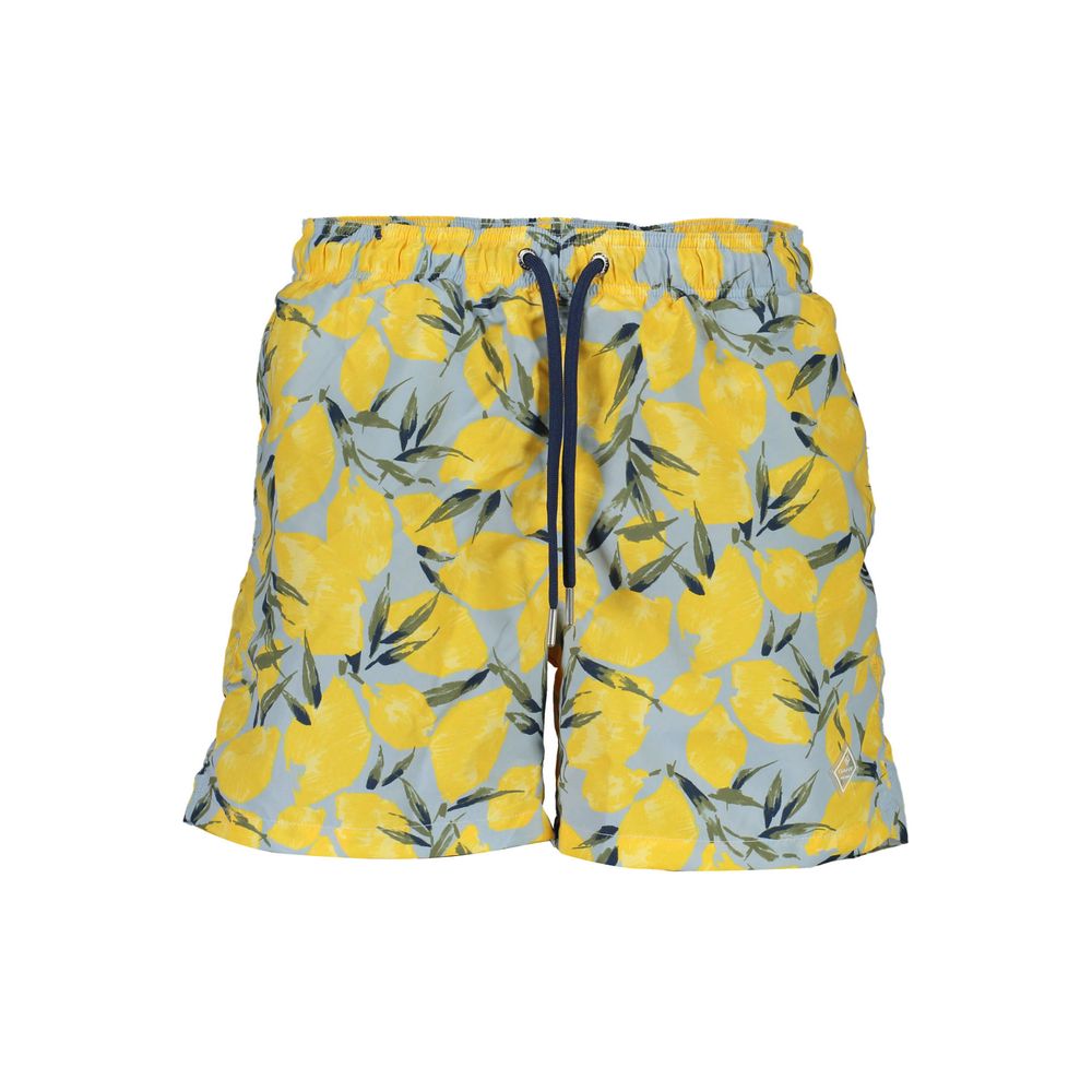 Swim Shorts by Gant for men in polyester and blue showcases a sinuous silhouette, expertly cut for a sinuous fit as part of the Men's Polyester Swim Shorts collection.
