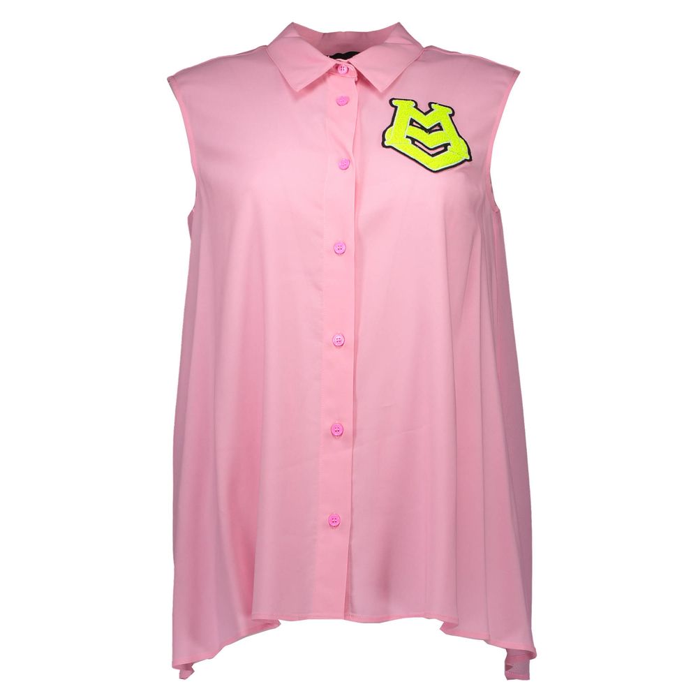 Shirt by Love Moschino for women in viscose pink features an architectural silhouette with a refined sleeveless and elegant for a architectural look.