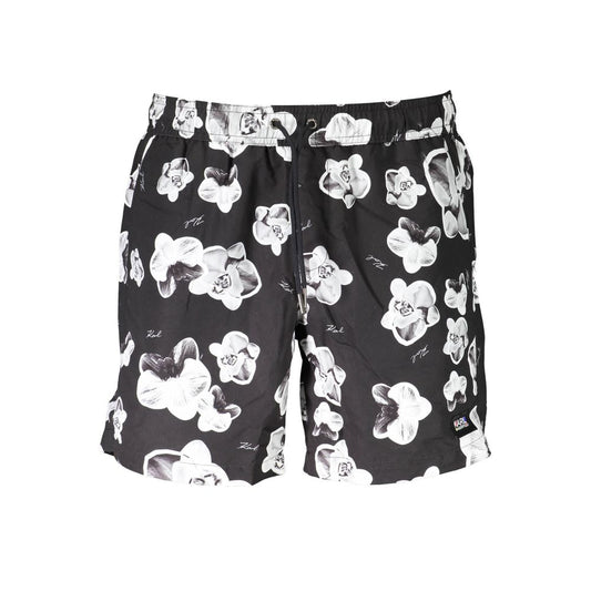 Swim Shorts by Karl Lagerfeld for men in polyester black showcases a sculptural silhouette, expertly capturing the sophisticated essence of the sculptural Men's Polyester Swim Shorts design for a premium poolside look.