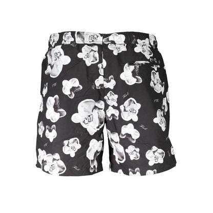 Swim Shorts by Karl Lagerfeld for men in polyester black presents a sculptural silhouette, showcasing the sculptural Men's Polyester Swim Shorts design with a refined cut for a premium, sophisticated look.