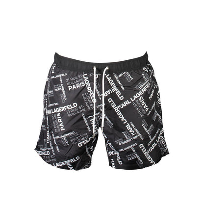 Swim Shorts by Karl Lagerfeld for men in polyester black features an glamourous silhouette from the Men's Polyester Swim Shorts collection, highlighting a refined fit and glamourous cut for a premium poolside look.