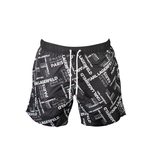Swim Shorts by Karl Lagerfeld for men in polyester black features an glamourous silhouette from the Men's Polyester Swim Shorts collection, highlighting a refined fit and glamourous cut for a premium poolside look.