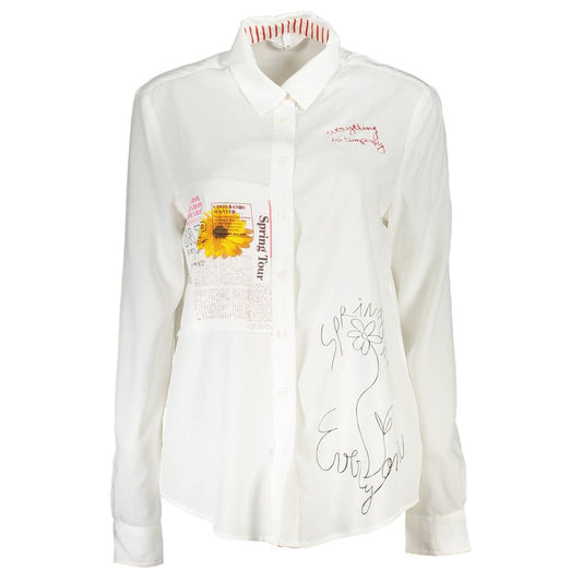 Shirt by Desigual for women in viscose white, patterned & print features an architectural silhouette with a refined long-sleeve and elegant for a architectural look.