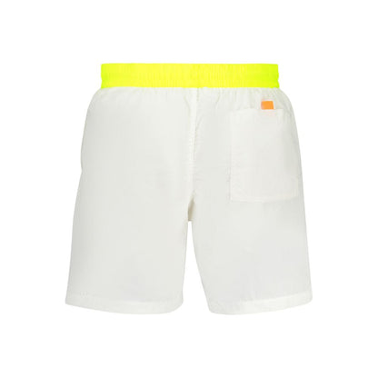 Swim Shorts by Norway 1963 for men in polyamide white & print presents a sculptural silhouette, showcasing the sculptural Men's Polyamide Swim Shorts design with a refined cut for a premium, sophisticated look.
