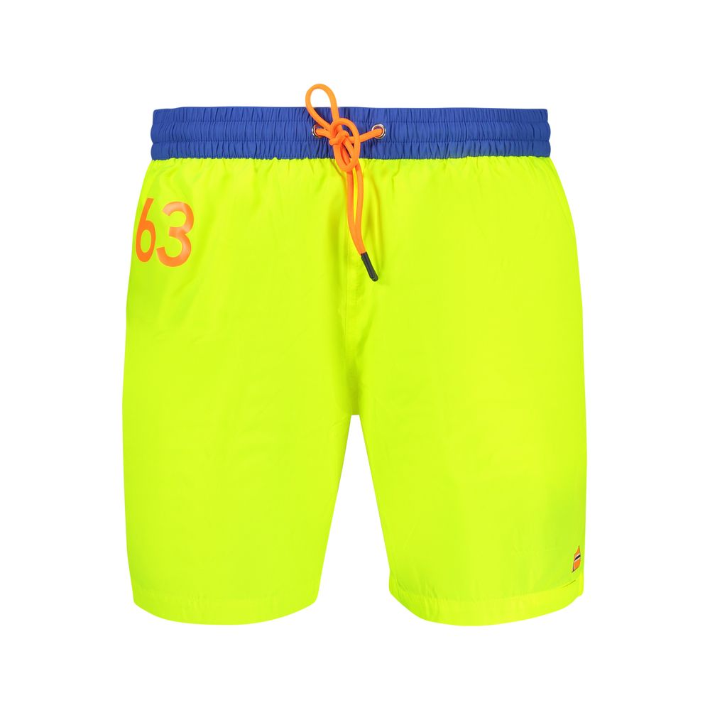 Swim Shorts by Norway 1963 for men in polyamide yellow & print features an dramatic silhouette that defines the luxurious aesthetic and refined cut of the Men's Polyamide Swim Shorts.