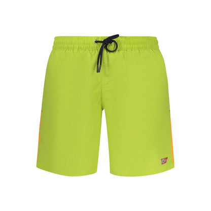 Swim Shorts by Norway 1963 for men in polyamide green & print showcases a sculptural silhouette, expertly capturing the sophisticated essence of the sculptural Men's Polyamide Swim Shorts design for a premium poolside look.