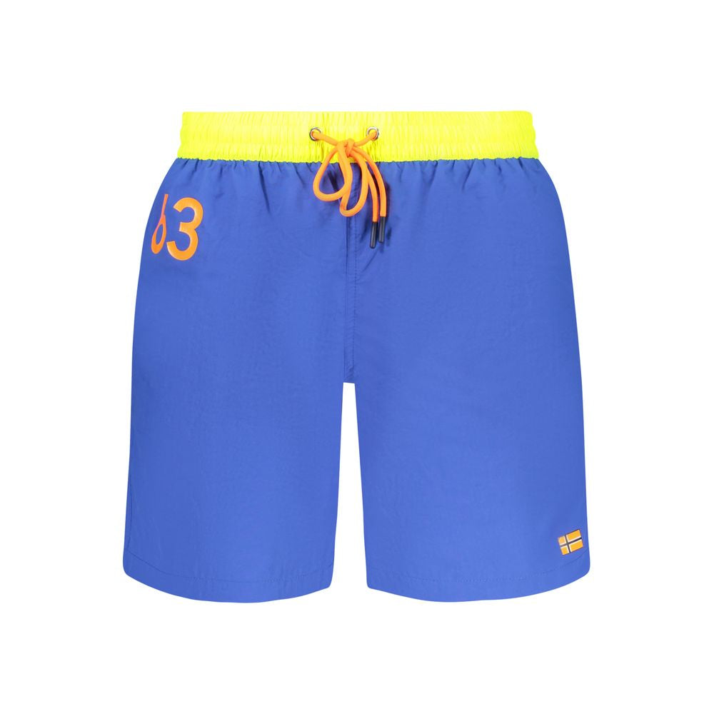Swim Shorts by Norway 1963 for men in polyamide blue & print features an dramatic silhouette that defines the luxurious aesthetic and refined cut of the Men's Polyamide Swim Shorts.