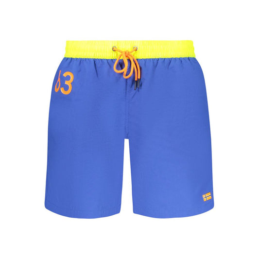 Swim Shorts by Norway 1963 for men in polyamide blue & print features an dramatic silhouette that defines the luxurious aesthetic and refined cut of the Men's Polyamide Swim Shorts.