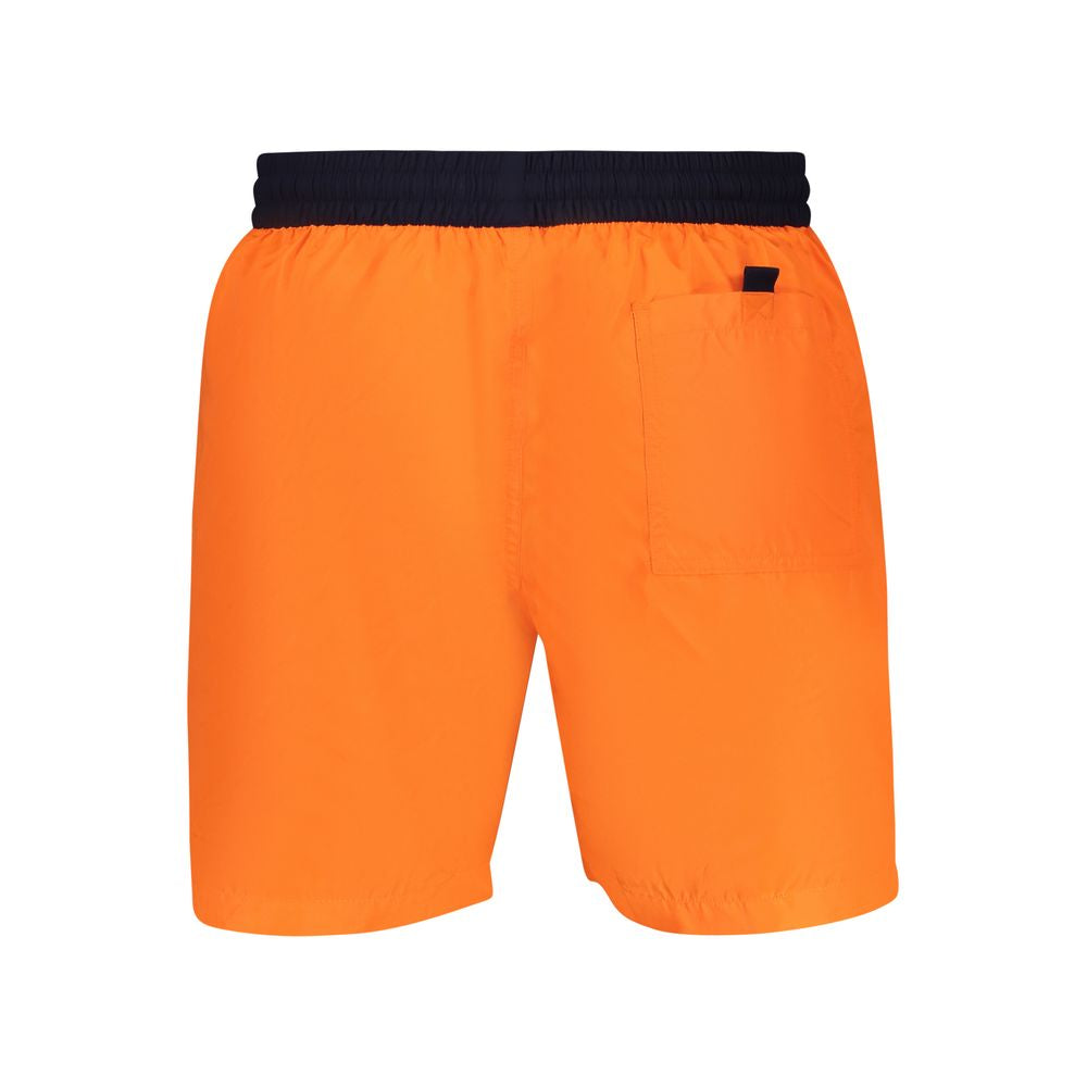 Swim Shorts by Norway 1963 for men in polyamide orange & print showcases a sculptural silhouette, expertly capturing the sophisticated essence of the sculptural Men's Polyamide Swim Shorts design for a premium poolside look.