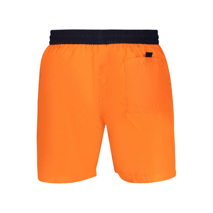 Swim Shorts by Norway 1963 for men in polyamide orange & print showcases a sculptural silhouette, expertly capturing the sophisticated essence of the sculptural Men's Polyamide Swim Shorts design for a premium poolside look.