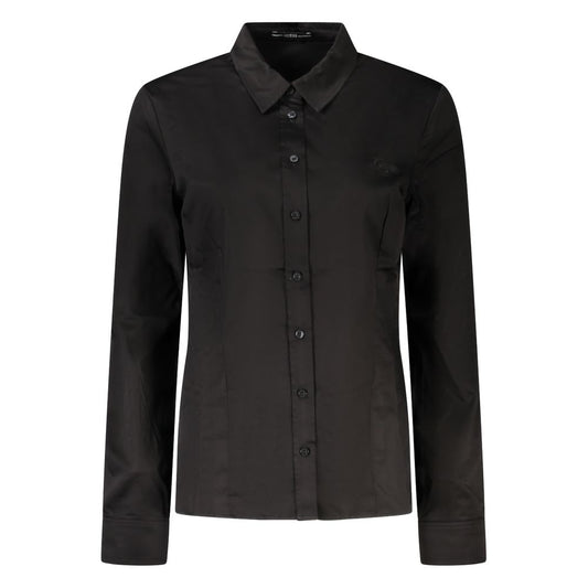 Dress Shirt by Guess Jeans for women in stretch cotton black, featuring a nuanced long-sleeve and nuanced for a sophisticated finish.
