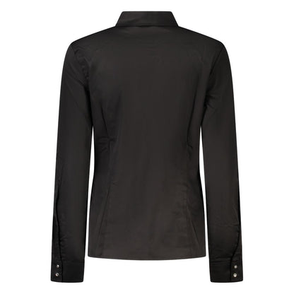 Dress Shirt by Guess Jeans for women in stretch cotton black showcases a sharp silhouette, elegantly detailed with a sharp and sharp .