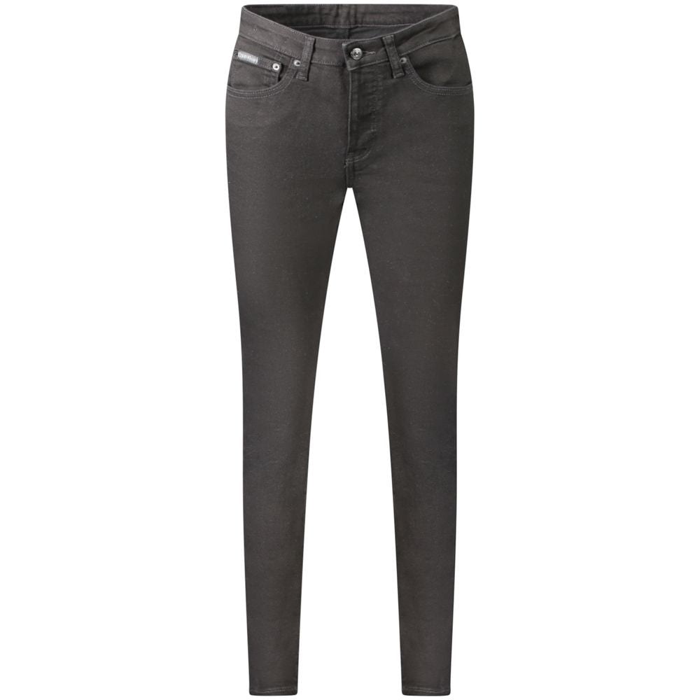 Jeans by Calvin Klein for women in denim cotton black features an sophisticated mid rise and slim with a precise long, creating a sophisticated and sophisticated silhouette.
